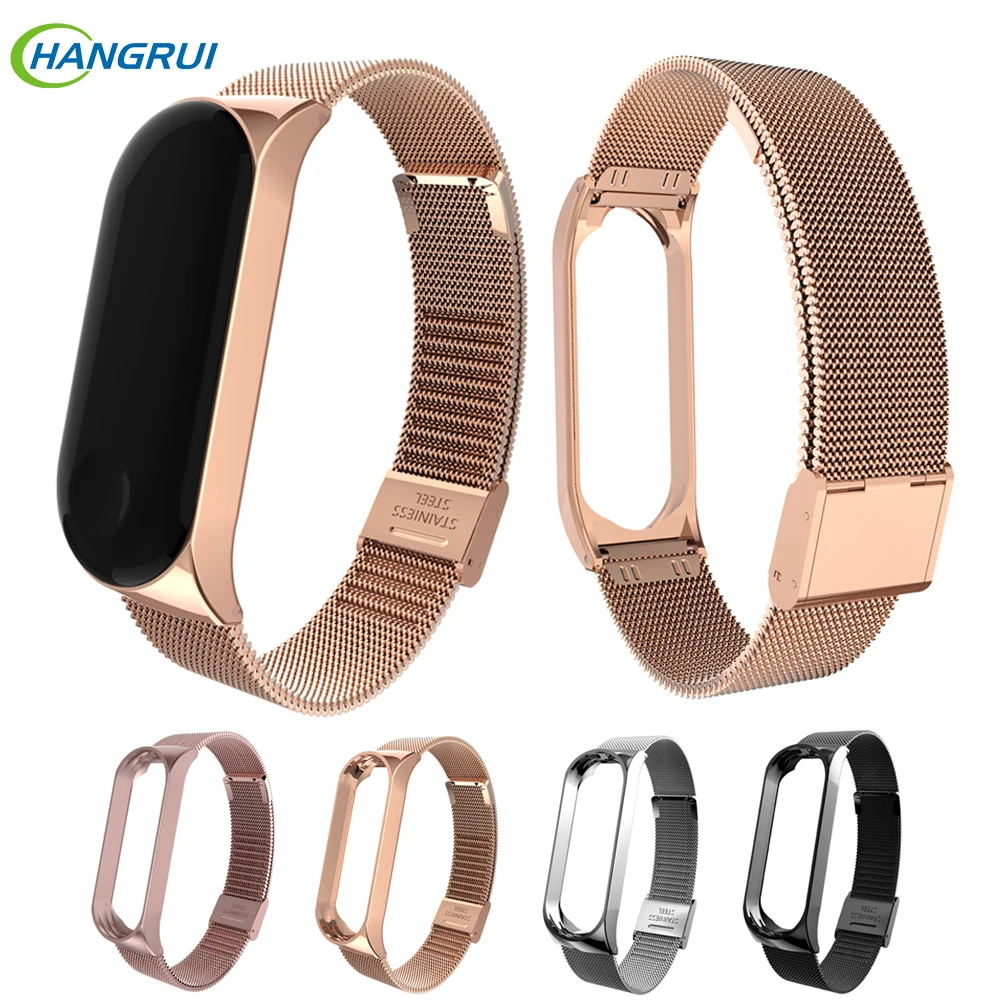 For Xiaomi Mi Band 3 Wristband Metal Mi Band 3 Strap Bracelet Screwless Stainless Steel Wristbands Replace Accessories