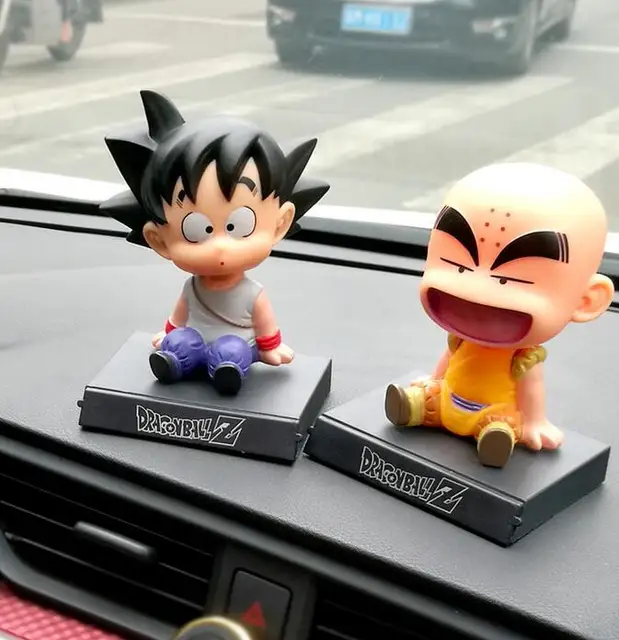 Best Offers Anime Dragon Ball Z Goku Kuririn Car Decoration Shaking His Head Doll Phone Bracket Action Figure Toy Height About 12cm