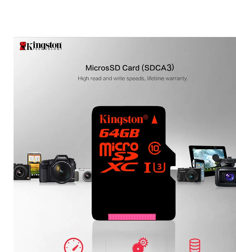 Kingston micro SD 32 Гб 64 Гб 128 Гб HD память MicroSD тахограф Экшн-камера беспилотный монитор TF карты для UAV GoPro камера карта