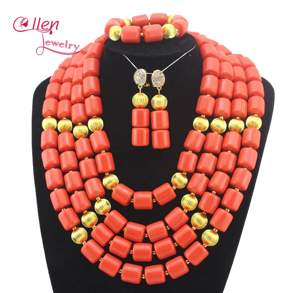 African Coral beads Jewelry Set Nigerian Beads Wedding Jewelry Sets for Bridal Statement necklace cheap E1116 African Coral beads Jewelry Set Nigerian Beads Wedding Jewelry Sets for Bridal Statement necklace cheap E1116