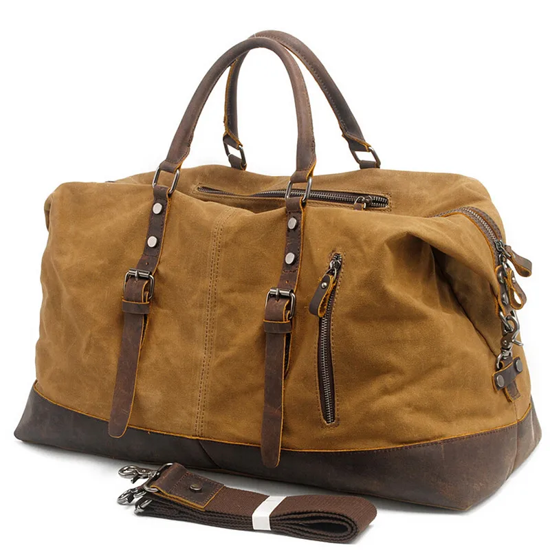 canvas and leather weekender bag