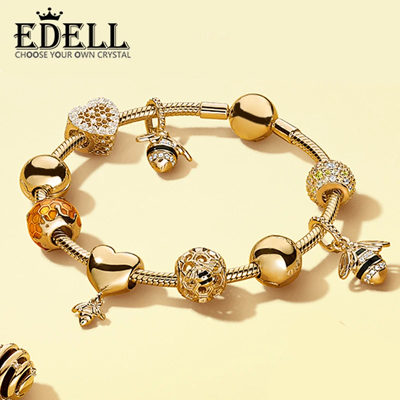 

EDELL 100% 925 Sterling Silver Brand New Bracelet Set Vibrant Bee & Love Hive Bracelet Set Personality Bracelet Set For Gifts