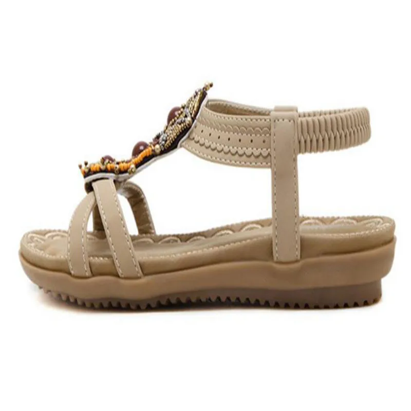 Женские босоножки с бусинами на плоской подошве|thongs shoes|beach shoessandals beads |