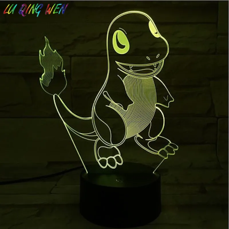 Покемон го Charmander рисунок дети ночник светодиодный сенсорный сенсор атмосферная декоративная лампа подарок спальня прикроватная лампа Charmander