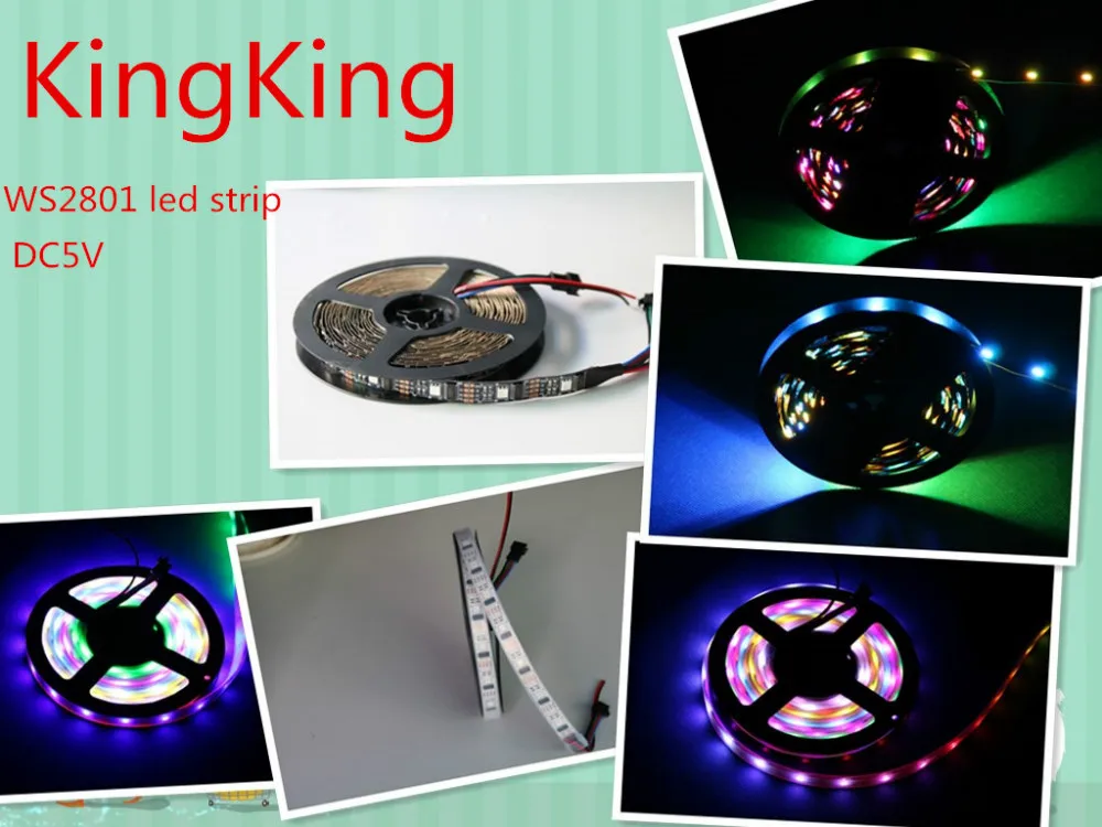 Бесплатная доставка 1м 5 м WS2801 2801 белый черный pcb Dream Color 5050 RGB Светодиодная лента