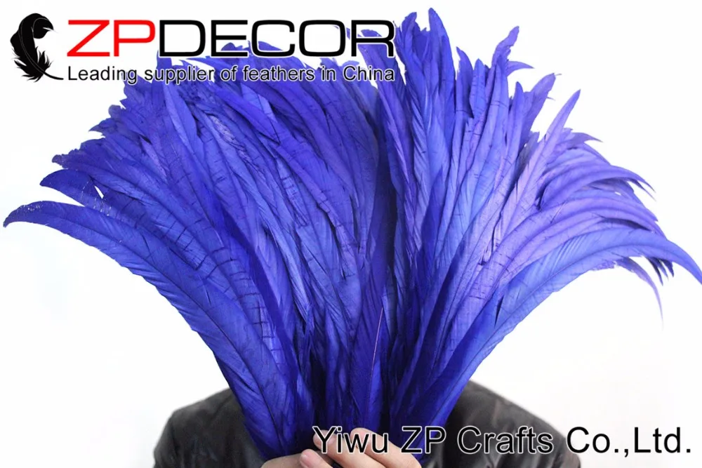 35-40cm fully dye rooster tail feathers royal blue (1)