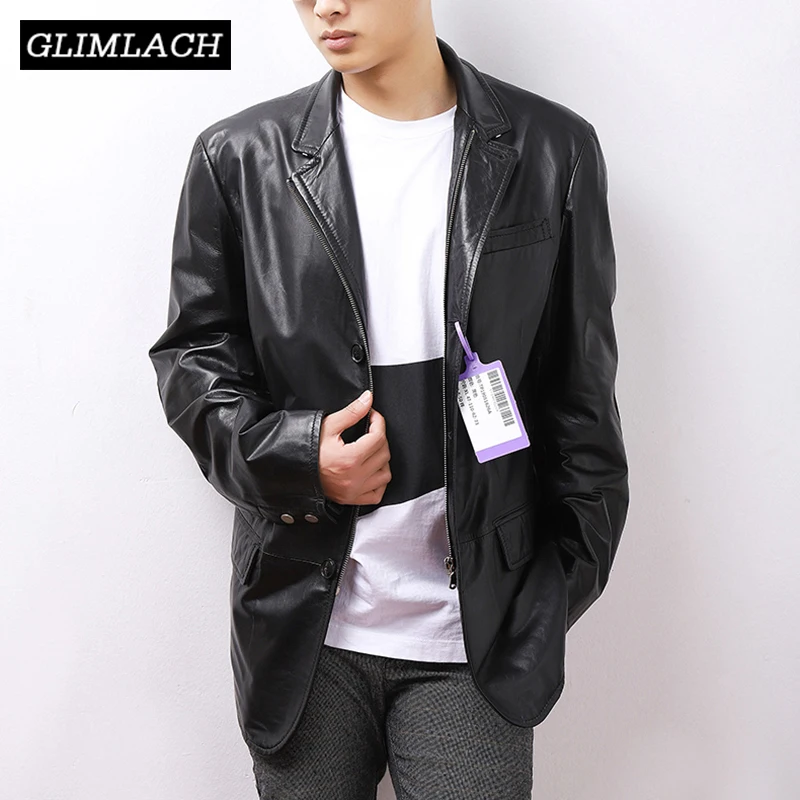 

Autumn Men Genuine Leather Long Jackets Real Leather Goatskin Trench Coats High Quality Business Windbreaker Man Fashion Clothes