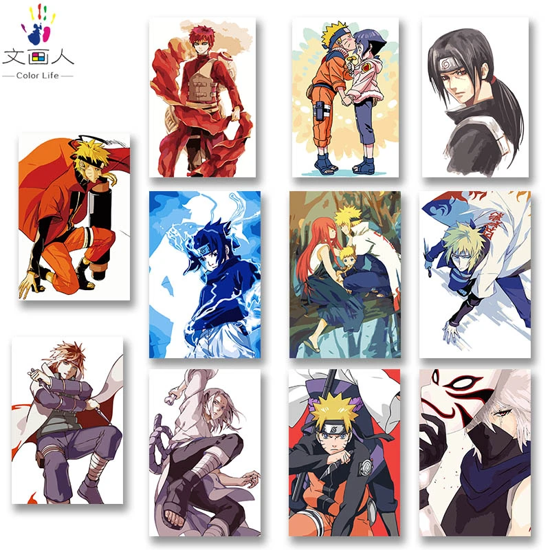 Diy 着色料による写真番号色アニメナルトサスケナルトカカシ画像描画数字フレーム Paint By Number Aliexpress