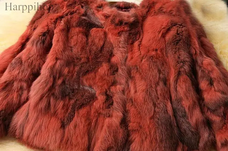 Настоящее кроличье меховое зимнее женское короткое меховое пальто размера плюс, теплое пальто, женская верхняя одежда с круглым вырезом, новая мода