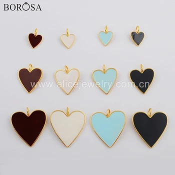 

BOROSA 20PCS Heart Shape Mixed Colors Three Sizes Gold Color Pendant Bead for Necklace/Earrings Handmade Jewelry WX1103