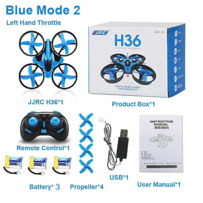 JJRC H36 Мини 2 4G 4CH 6 осевой 3D флип Безголовый режим RC Дрон Квадрокоптер VS E010 мульти