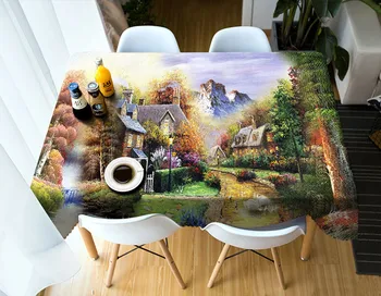 

Beautiful Green tree 3D Tablecloth polyester Dinner Table Cloth Macrame Decoration Table Cover