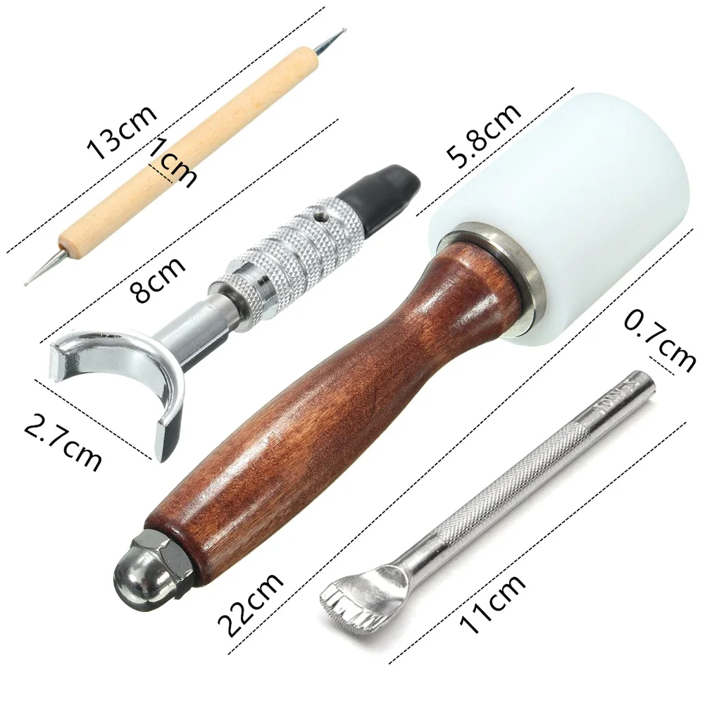 

25Pcs/Set Manual Leather Craft Stamping Carved Wooden Hammer Embossing Tools Kit HVR88