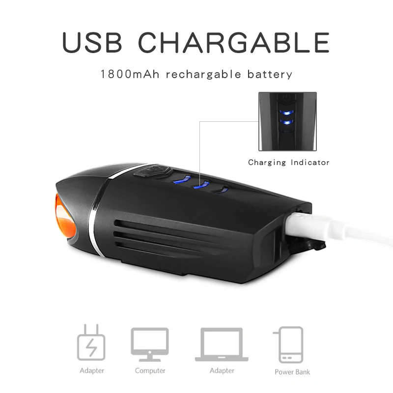 Remote Flashlight For Bicycle Alarm Bell Horn Bike Light Front Head Cycling Lamp USB Rechargeable Road MTB Bicycle Light Lantern