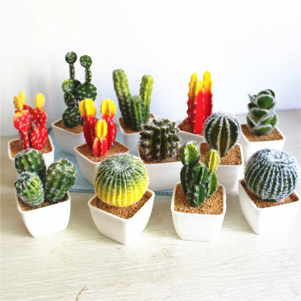 

1 Set artificial cactus potted PU plant with foam vase simulation tropical plants wedding decoration for home office table DIY29