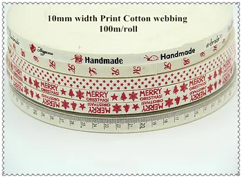 

5 Styles 10mm x100m(328ft) Print Cotton Webbing 40S Plain Weave Sewing Tape 0.4''Bias Binding Ribbon tademark free shipping