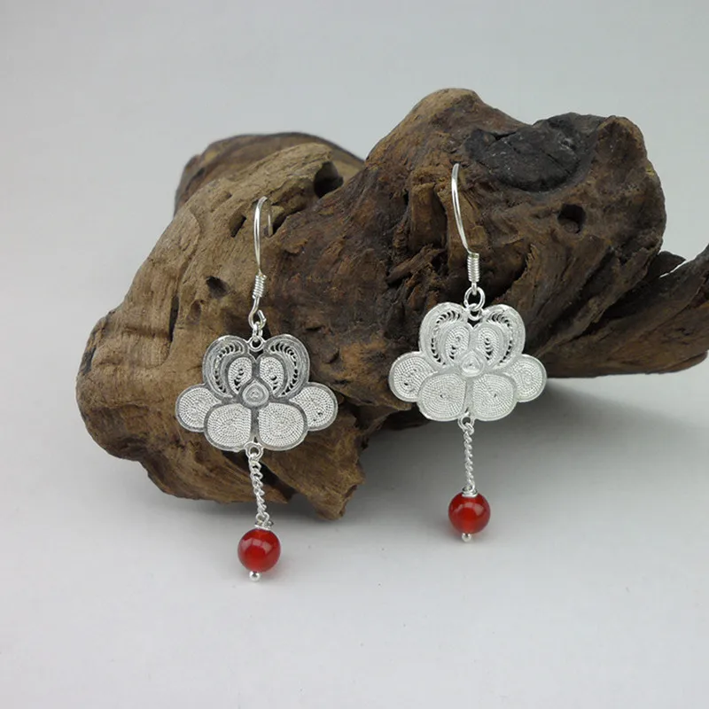 

Online Chinese Store Women's Earings Blue Chrysanthemum Flowers Drop Earrings For Women Cute Things Sterling Silver Earing