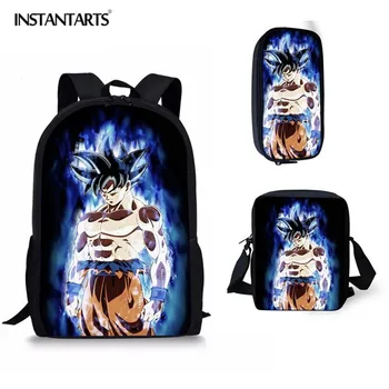 

INSTANTARTS Dragon Z Ball School Bag Cool Dragon Ball Super Blue Character Son Goku Vegeta Boy School Backpack Children Satchel