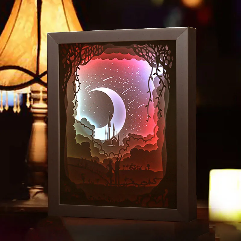

Romantic Colorful Embossed Lamp Home Creative Night Light USB 3D Paper Carving Art Decor Bedroom Study Living Room Birthday Gift