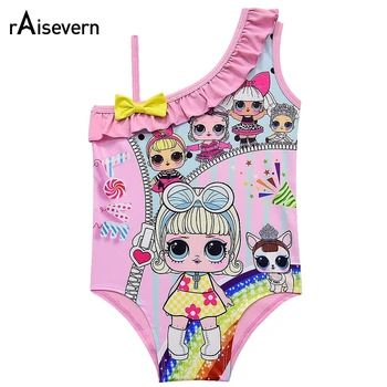 

Cute Candy Love Print Girl Swimsuit Kids Lovely 3-10Y Girls Colorful Dolls Cartoon Swimwear Baby Beachwear Bathing Suit Dropship