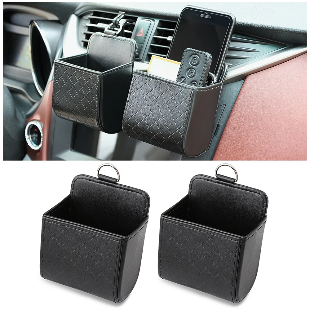 

Car Organizer Box Bag Air Outlet Dashboard Hanging Leather Universal For Fiat Panda Bravo Punto Linea Croma 500 595
