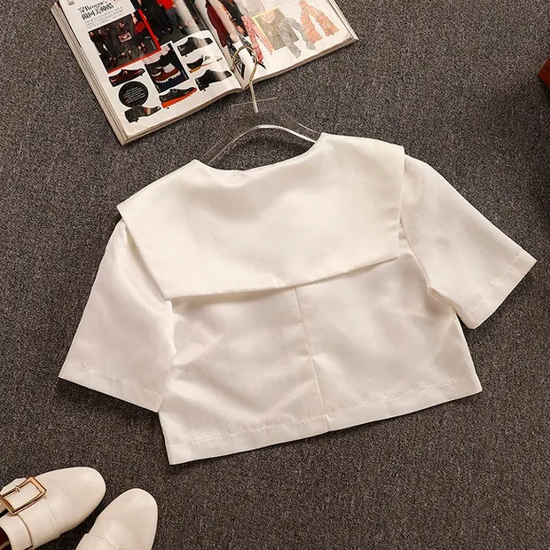 Костюмы с юбкой женские 2019 летние темпераментные короткие дизайнерские белые рубашки + клетчатая юбка с высокой талией комплект из двух