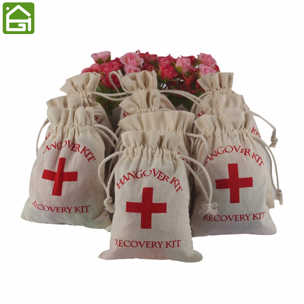 50pcs Hangover Kit Wedding Souvenirs Holder Bag Cotton Gift First Aid