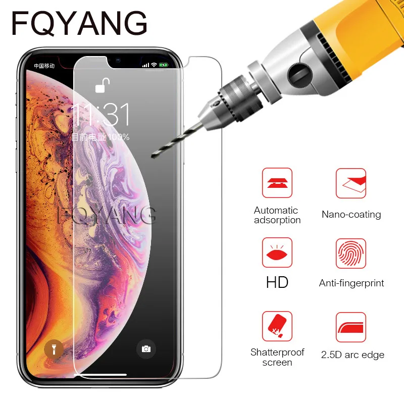 Закаленное стекло FQYANG 9 H для IPHONE XS MAX XR X 8 7 6 S PLUS 5C 5SE 5 5S 4 4s закаленное Премиум
