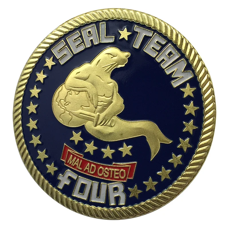 

NEW- US Navy Seal Team FOUR Gold Plated Challenge Coin/ Badge/Medal 1237#