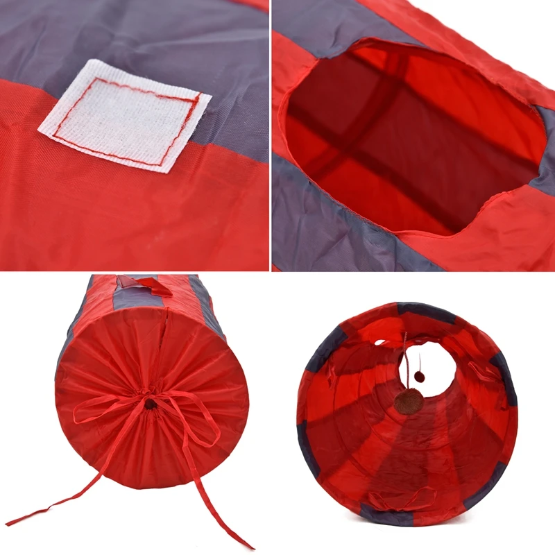PAWZRoad Pet Cat Play Tunnel Toys Red-Gray Collapsible 2 Holes Cat Tunnel Play Crinkle Sound Cat Small Animal Rabbit Play Tunnel PAWZRoad Pet Cat Play Tunnel Toys Red-Gray Collapsible 2 Holes Cat Tunnel Play Crinkle Sound Cat Small Animal Rabbit Play Tunnel