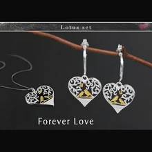 Lotus Fun реальные 925 серебро творческий ручной Ювелирные украшения лес птица в сердце любовь Форма комплект ювелирных изделий