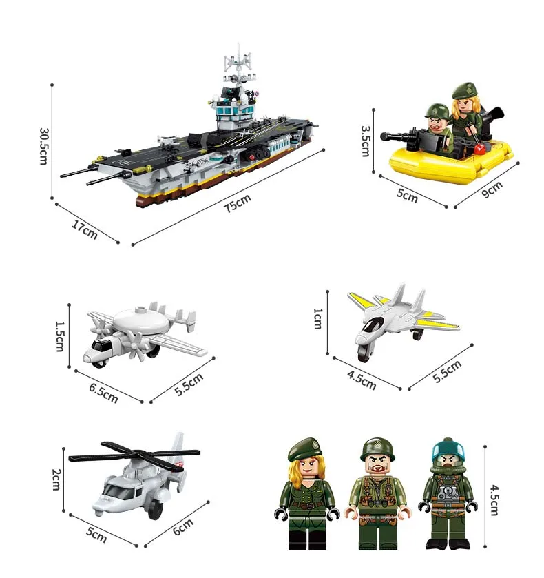 Просвещения Building Block военные битва армия морские силы шпионаж Aricraft несущей 3 фигурки 1007 шт. Образовательные Кирпичи-без коробки