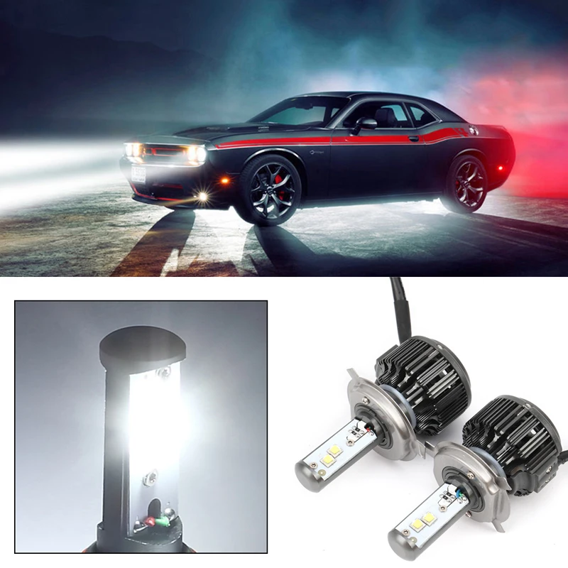 

2Pcs IP67 LED Headlight Kit H4 Hi/Low Beams 6000K Bulbs 120W DC 9-36V Car Light Bulbs
