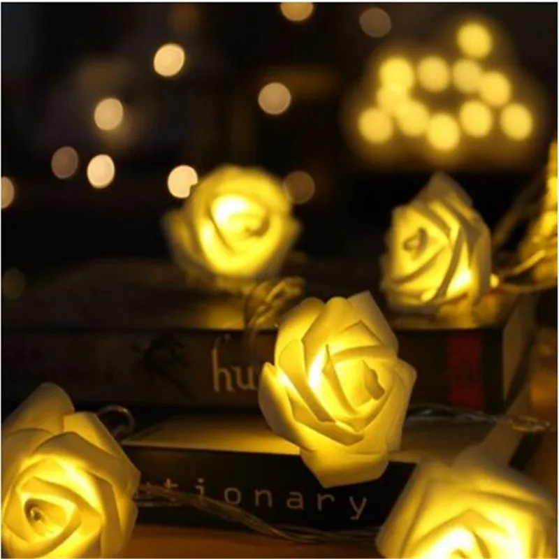 4 м 20 светодиодный s белая роза светодиодная гирлянда, освещение ночник День Святого Валентина цветок вечерние Свадебные Рождественские Сказочный Декор 220 В ЕС штекер