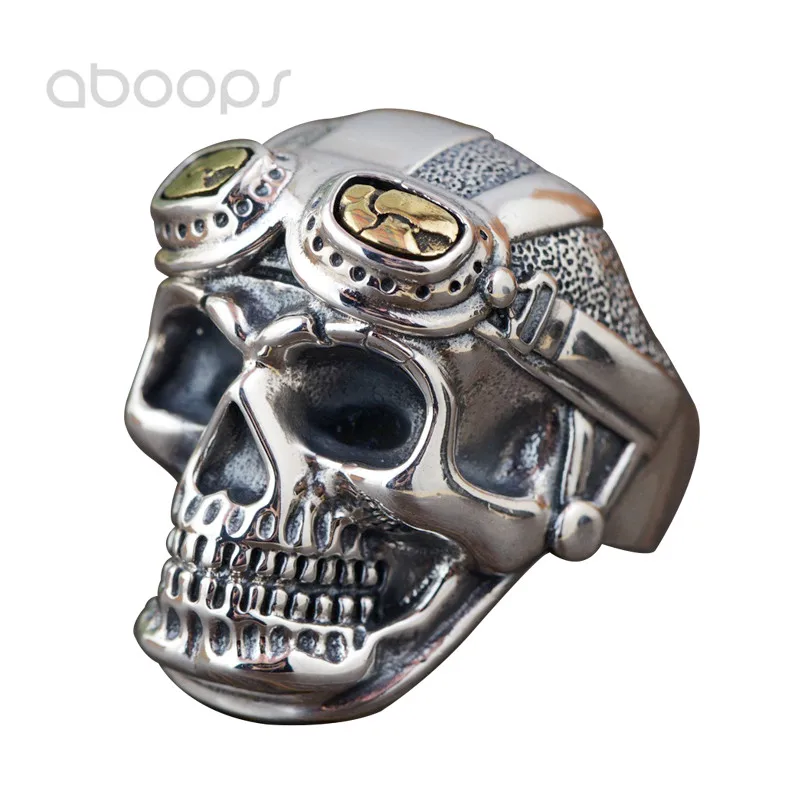 

Punk Solid Real 925 Sterling Silver Cool Skull Head Open Ring for Men Boys Adjustable Free Shipping