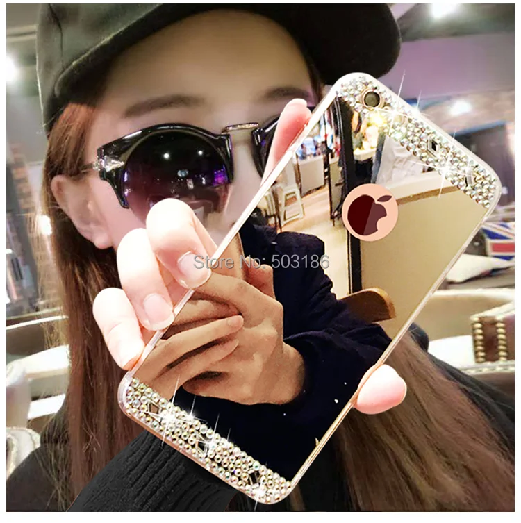Красивые диаманта Bling мягкий зеркальный чехол для iPhone 11 pro X XS Max XR 6 6s 7 8 плюс 5 5S