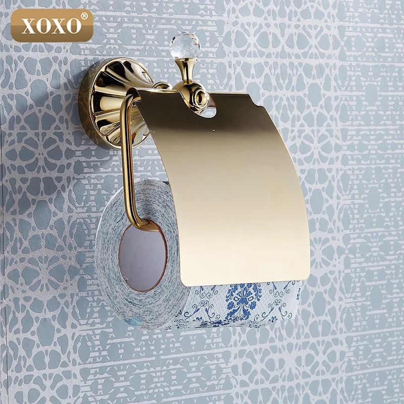 XOXO High Quality Luxury Crystal Decoration Gold Brass Toilet Paper
