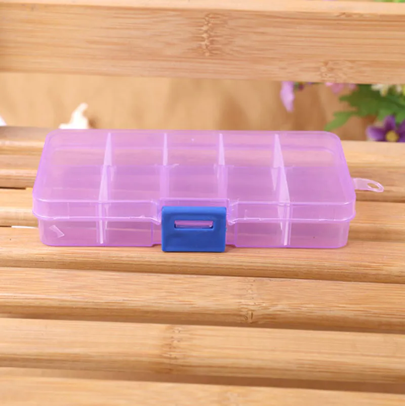 

10 Grids Adjustable Jewelry box Beads Pills Nail Art Tips key Storage Box Case small plastic box makeup organizer New L