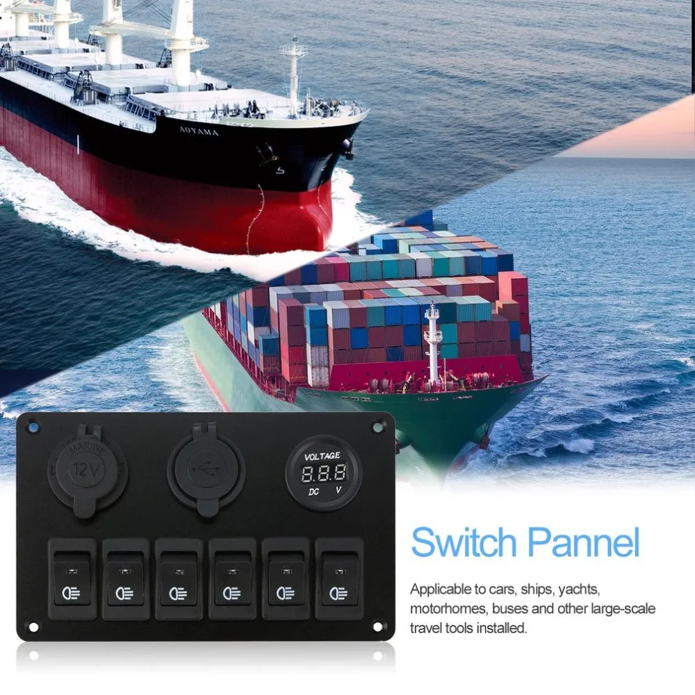  Panel del interruptor basculante del barco del coche del LED de 6 bandas Panel Dual del interruptor