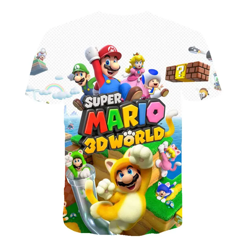 Мультфильм ко дню рождения Супер Марио 3D печать детская футболка детская забавная футболка мальчик/девочка День рождения номер одежды Азиатский размер