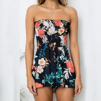 

Fashion New Spring Summer Playsuits Women Clothing Floral Print Pattern Casual Bodysuits