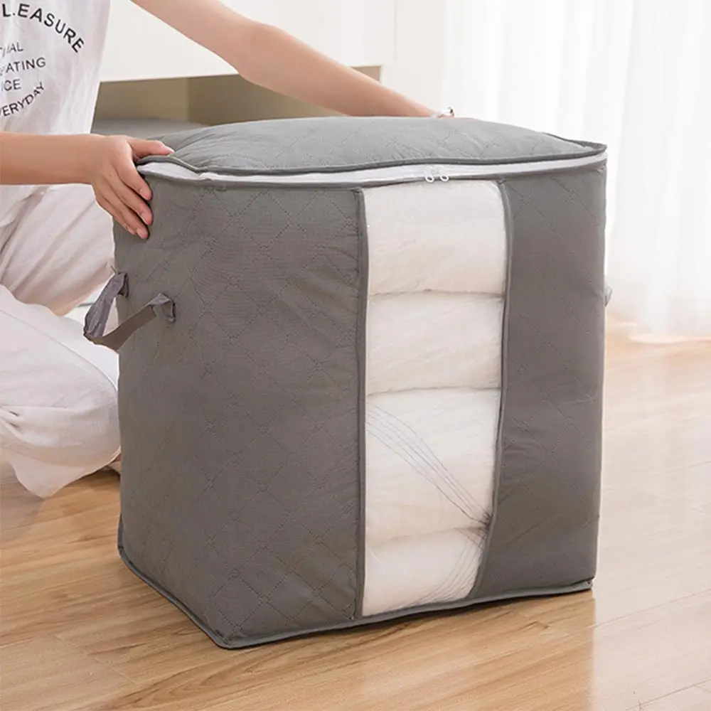 2019 New Quilt Storag Home Storage Organizer Portable Anti-dust Wardrobe Bamboo Clothes Bag Pouch Storage Box