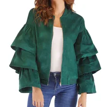 Модные женские туфли пальто зимнее Flare рукавом Твердые Верхняя одежда; куртка на молнии для Для женщин пальто Повседневное куртка Женский chaqueta mujer A8