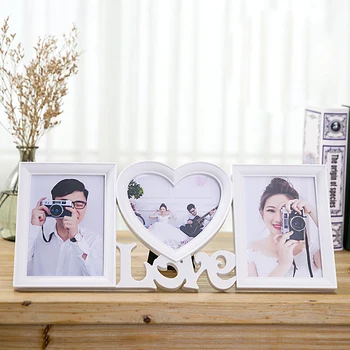 

European Modern Home Decor White Plastic Love Collage Photo frame multiple opening Table Top Display