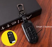 Fibra de carbono Patterncar chave cobrir titular caso chaveiro Para Dodge Jeep Grand Cherokee Cherokee Renegade 2017 Bússola