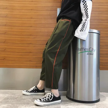 

2019 Men's Fashion Trend Brand Casual Loose Pants Elastic Waist Bound Feet Trousers Black/red/green Joggers Sweatpants M-2XL