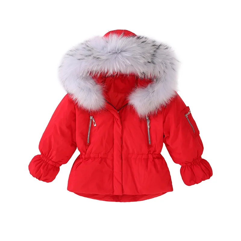 

Kids Down Parka Girls Thicken Duck Down Snowsuits Jacket Girls Casual Hooded Outerwear Children Winter Overcoat AA51906