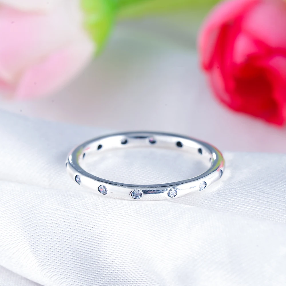 LZESHINE 925 Sterling Silver Rings Simple Style Finger Ring for Women Wedding with AAA Zirconia European Jewelry PSRI0014-B