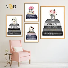 NOOG Perfume Rose Fashion Logo Posters And Prints Wall Art Canvas Painting Watercolor Salon Wall Pictures For Living Room Decor