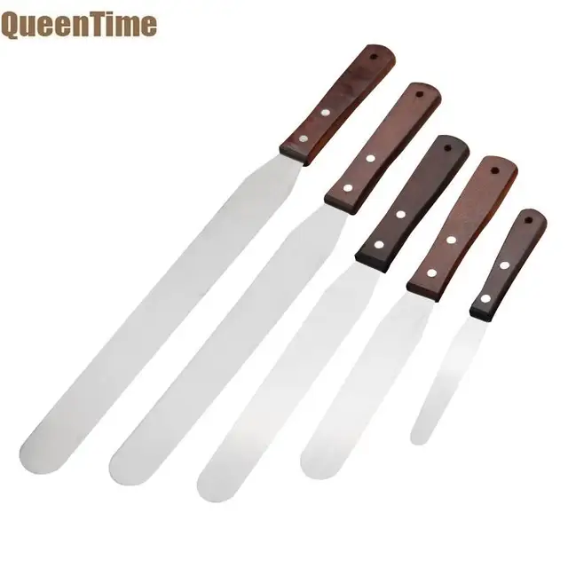 QueenTime Stainless Steel Spatula Cream Butter Scraper Batter Cake